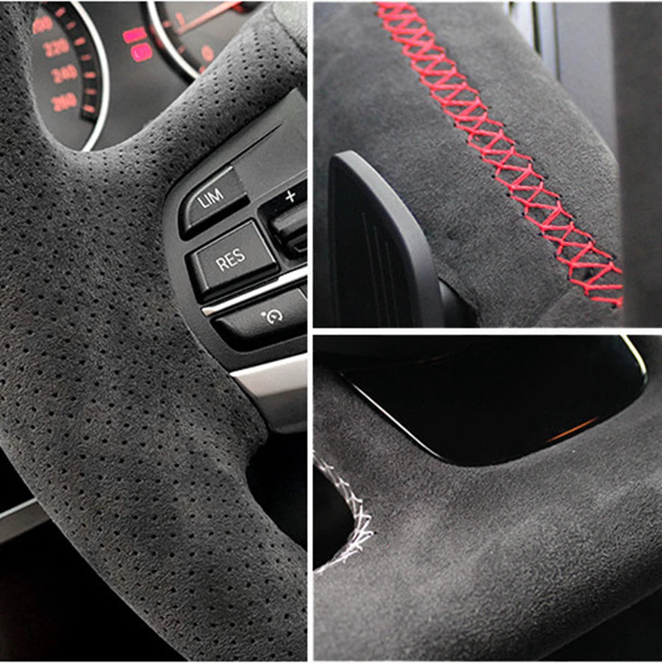 Steering Wheel Cover Anti-slip Black Suede For Volkswagen Golf 7 7.5 GTI Golf R MK7 Polo Scirocco 2015 2016 Car Accessories
