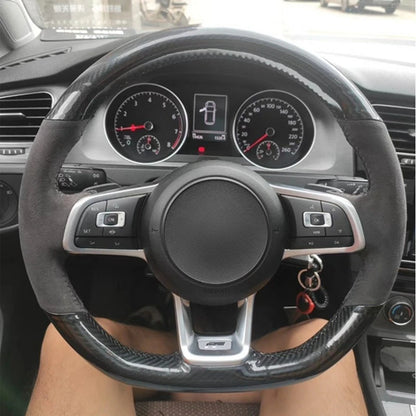 Steering Wheel Cover Anti-slip Black Suede For Volkswagen Golf 7 7.5 GTI Golf R MK7 Polo Scirocco 2015 2016 Car Accessories