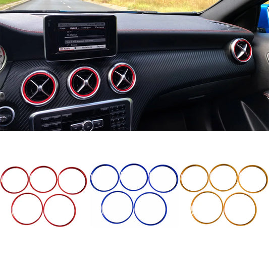 5Pcs/Set Air Conditioner Vent Outlet Ring Trim Decor for Mercedes Benz