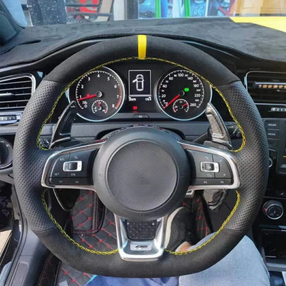 Steering Wheel Cover Anti-slip Black Suede For Volkswagen Golf 7 7.5 GTI Golf R MK7 Polo Scirocco 2015 2016 Car Accessories