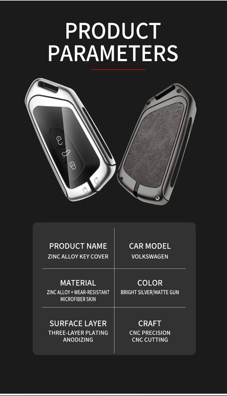 Metal Key Case Cover For VW Volkswagen Golf 8 Mk8 Skoda Octavia