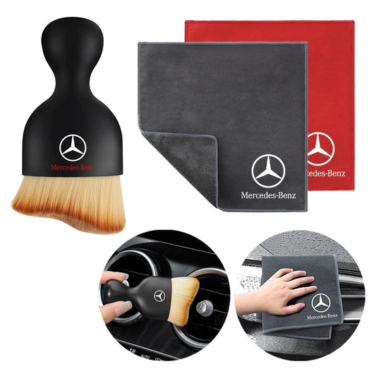 Mercedes Towel Suede Double-sided Car Cleaning Cloth with Car Detail Cleaning brush for Mercedes benz A B R G Class w204 W251 W463