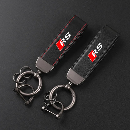 Audi RS Deluxe Leather Keychain with Badge