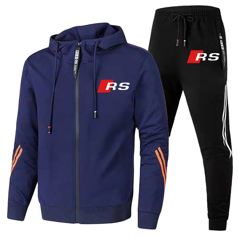 Autumn Winter Men's Clothing Tracksuit Audi RS Logo Print Sportswear Sweatshirt+Pants Sweat Suit Casual Audi Sports Hoodie Suits