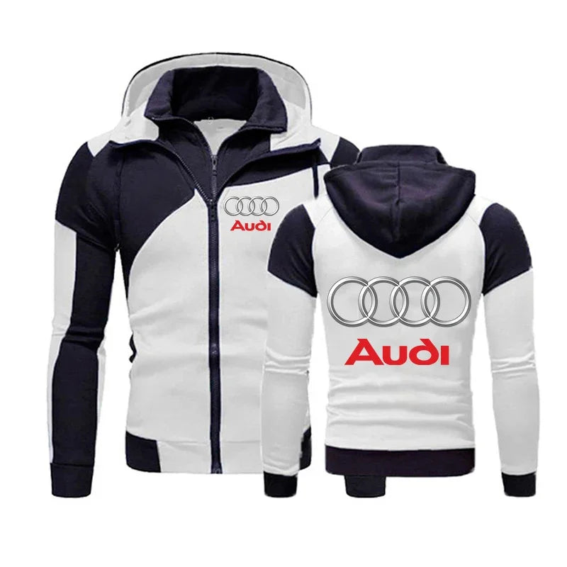 Autumn New Mens Audi Hoodie Jacket fleece thick Sweatshirt Zipper Pullover Harajuku Sportswear Cardigan Custom Men Audi Clothing