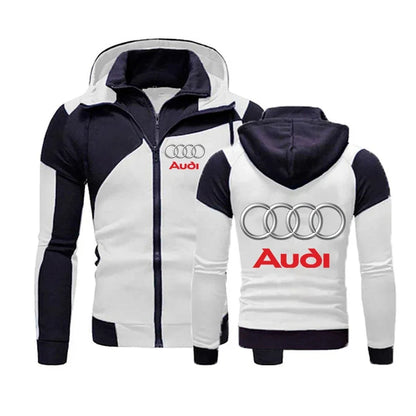 Autumn New Mens Audi Hoodie Jacket fleece thick Sweatshirt Zipper Pullover Harajuku Sportswear Cardigan Custom Men Audi Clothing