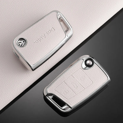 Leather Car Key Case For VW Volkswagen Golf 7 MK7 Tiguan MK2 T-roc T-cross