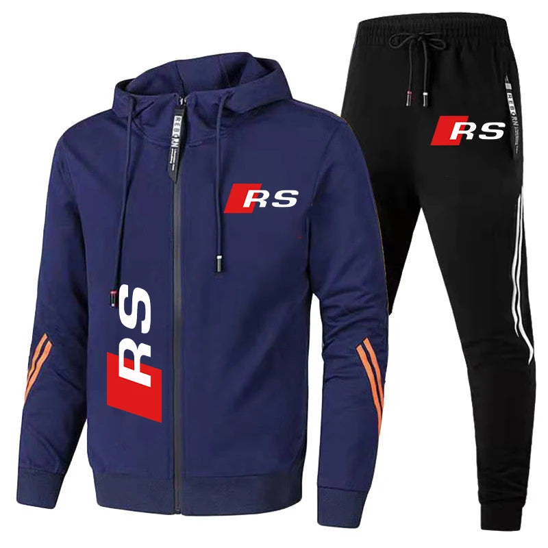 Autumn Winter Men's Clothing Tracksuit Audi RS Logo Print Sportswear Sweatshirt+Pants Sweat Suit Casual Audi Sports Hoodie Suits