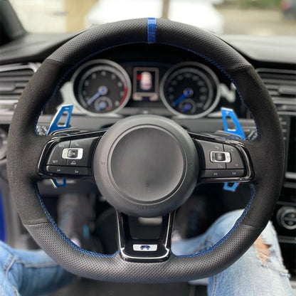 Steering Wheel Cover Anti-slip Black Suede For Volkswagen Golf 7 7.5 GTI Golf R MK7 Polo Scirocco 2015 2016 Car Accessories