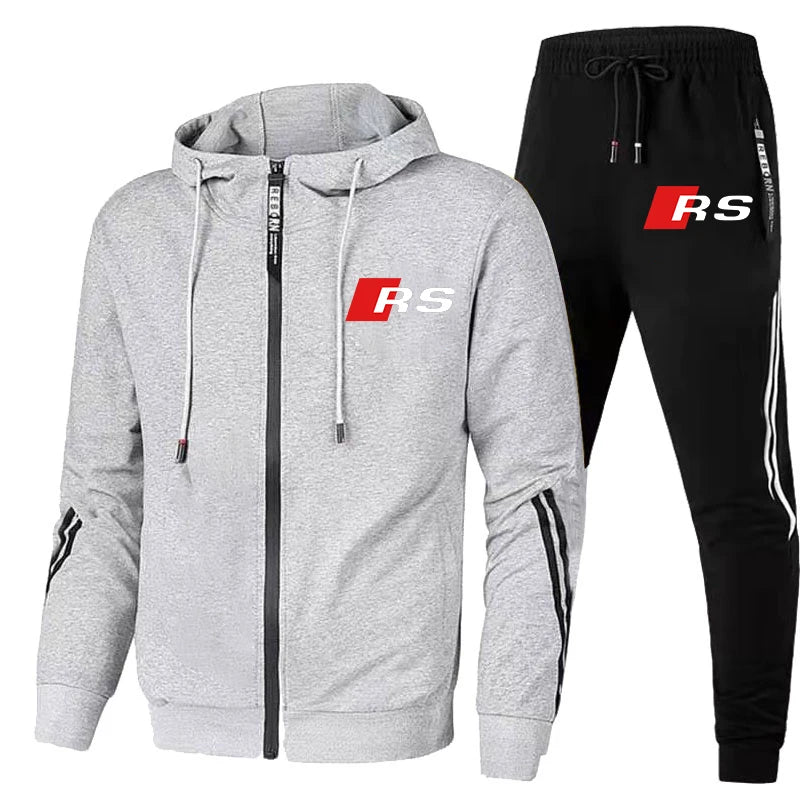 Autumn Winter Men's Clothing Tracksuit Audi RS Logo Print Sportswear Sweatshirt+Pants Sweat Suit Casual Audi Sports Hoodie Suits