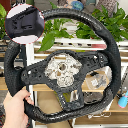 Carbon Fibre Steering Wheel Leather VW Golf MK7 MK7.5