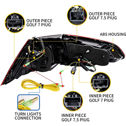 LED Tail Lamps Assembly For VW Volkswagen Golf MK7 Golf7.5 TSI/TDI 2013 - 2020