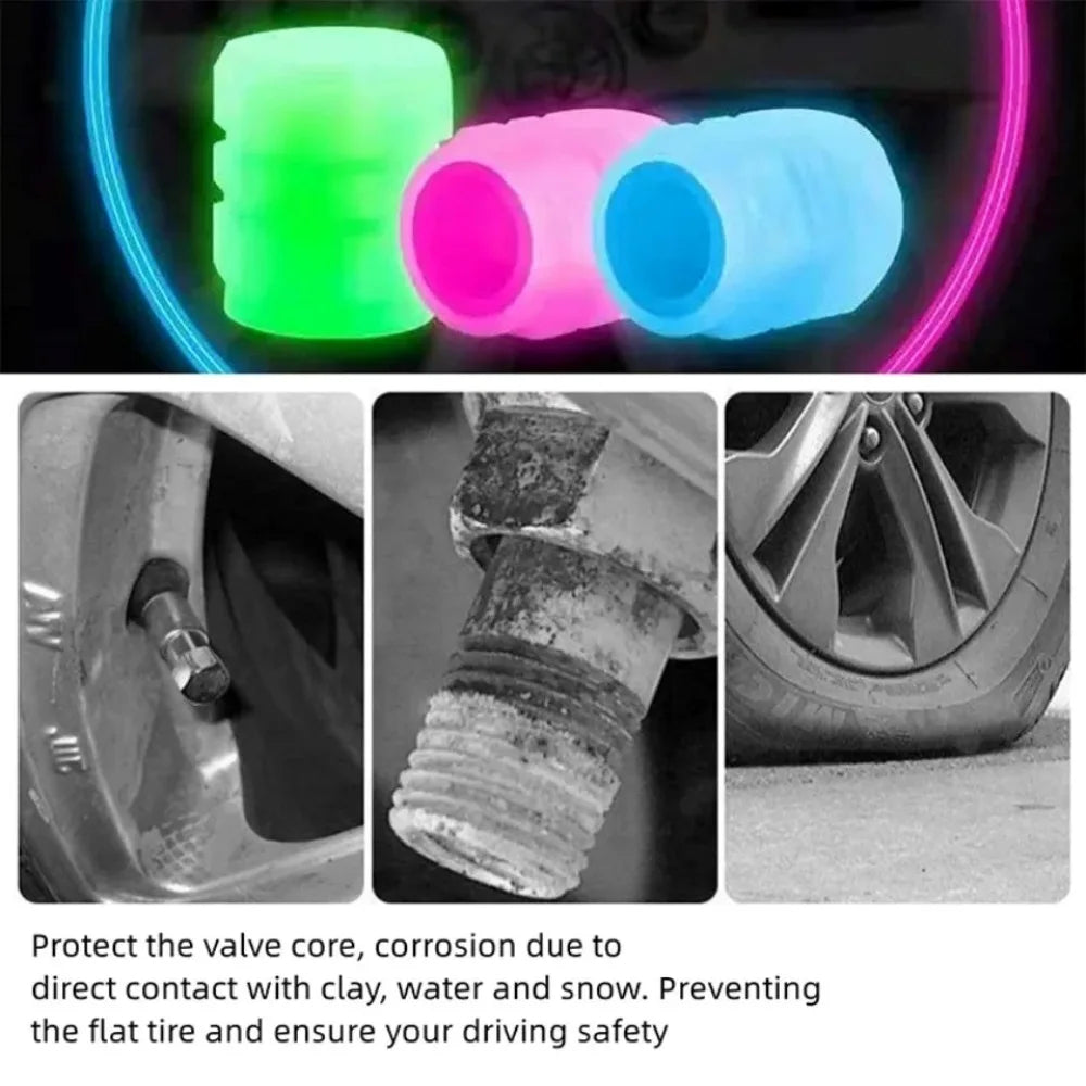 4pcs Luminous Valve Cap for Electric Vehicles, Motorcycles, Bicycles,