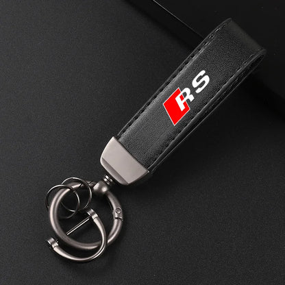 Audi RS Deluxe Leather Keychain with Badge