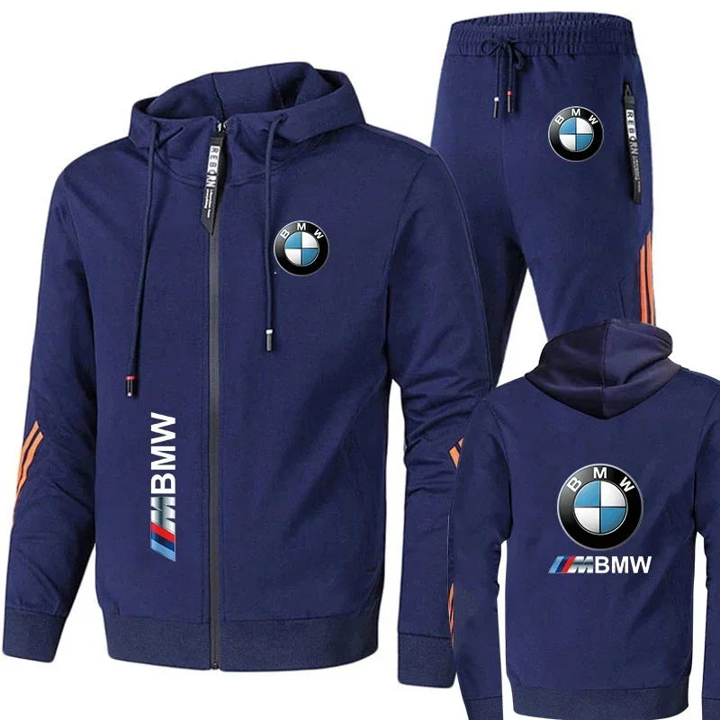 BMW Men's Hoodie Set 2-piece Set 2025 New BMW Printed Jacket Men's Winter Fashion Simple Hoodie Stormtrooper Coat BMW Jacket