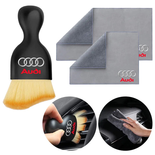 Car Towels Cleaning Drying Cloth with Car Cleaning brush Car Accessories for Audi S3 TT A4 B7 B8 A3 8P 8V A5 A6 C5 C7 Q3 Q7 Q5