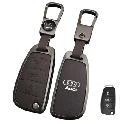 Zinc Alloy Leather Key Chain Keyring Case Cover For Audi