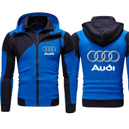 Autumn New Mens Audi Hoodie Jacket fleece thick Sweatshirt Zipper Pullover Harajuku Sportswear Cardigan Custom Men Audi Clothing