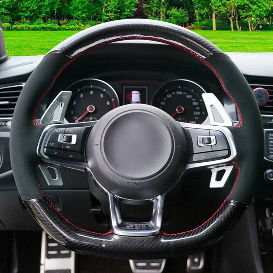 Steering Wheel Cover Anti-slip Black Suede For Volkswagen Golf 7 7.5 GTI Golf R MK7 Polo Scirocco 2015 2016 Car Accessories