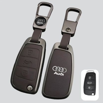 Zinc Alloy Leather Key Chain Keyring Case Cover For Audi