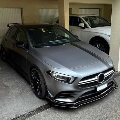 Mercedes Benz A CLASS 2019-2022 Front Lip Bumper Splitter Glossy Black Or Carbon Fibre Look