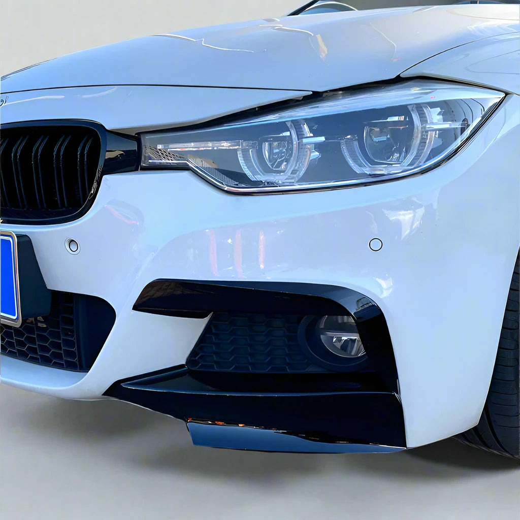 Front Bumper Splitter Trim Kit Fog Light Lamp Cover Canards For BMW F30