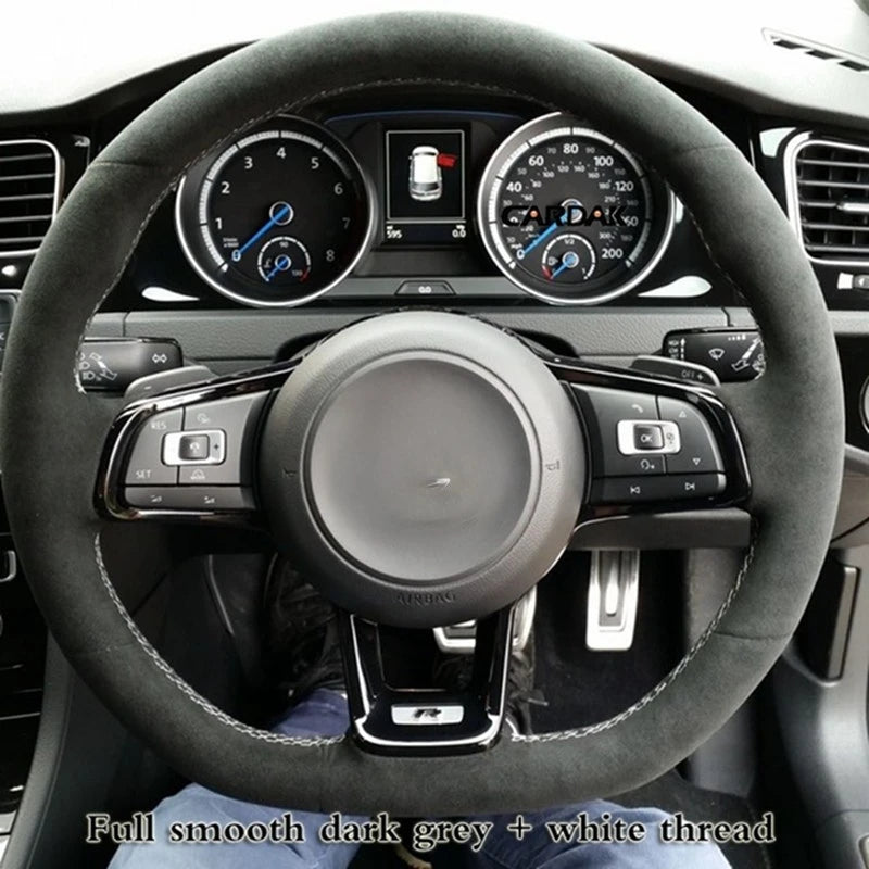 Steering Wheel Cover Anti-slip Black Suede For Volkswagen Golf 7 7.5 GTI Golf R MK7 Polo Scirocco 2015 2016 Car Accessories