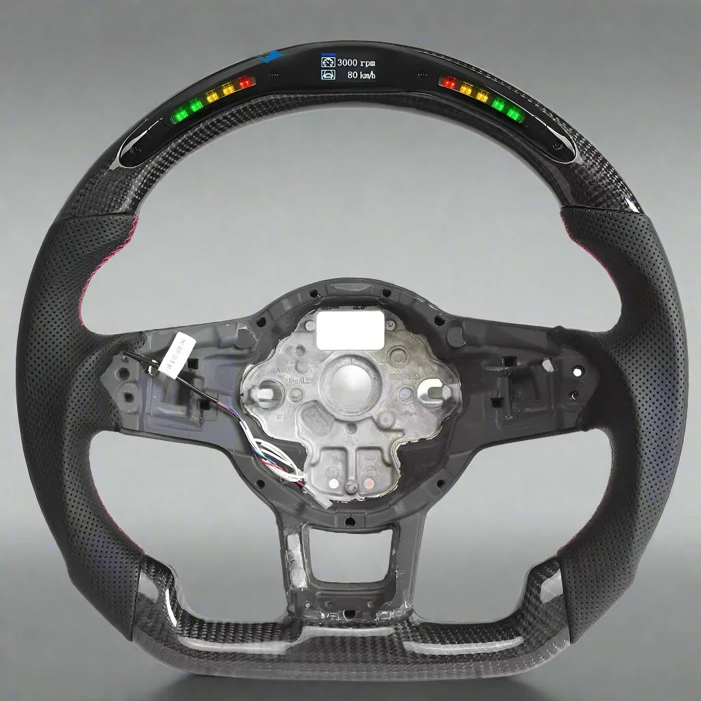 Carbon LED Steering Wheel - Perforated Leather For VW Golf MK7 MK7.5