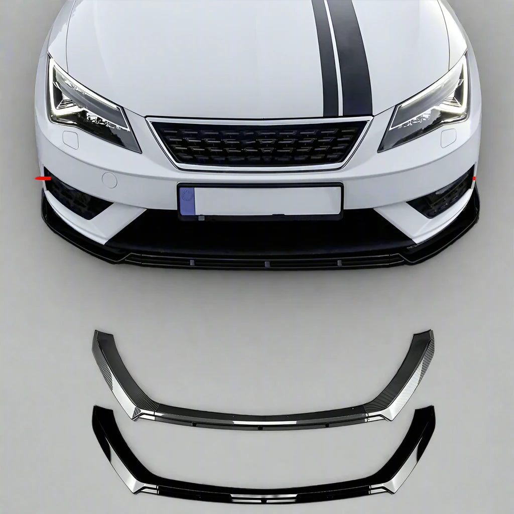 Glossy Carbon/Black Front Splitter - Seat Leon MK 3.5 2017 2018 2019