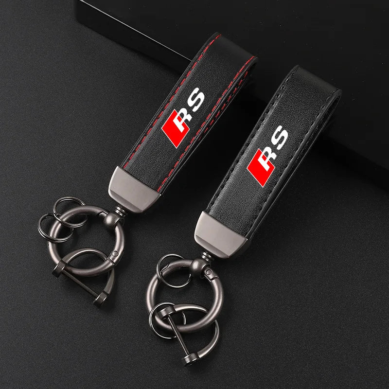 Audi RS Deluxe Leather Keychain with Badge