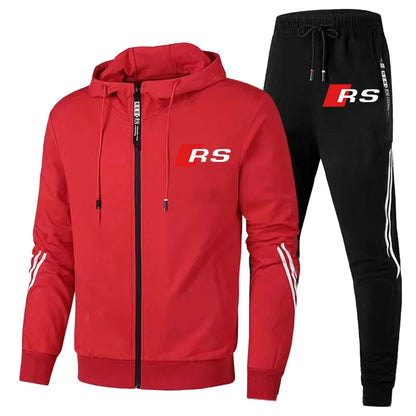 Autumn Winter Men's Clothing Tracksuit Audi RS Logo Print Sportswear Sweatshirt+Pants Sweat Suit Casual Audi Sports Hoodie Suits