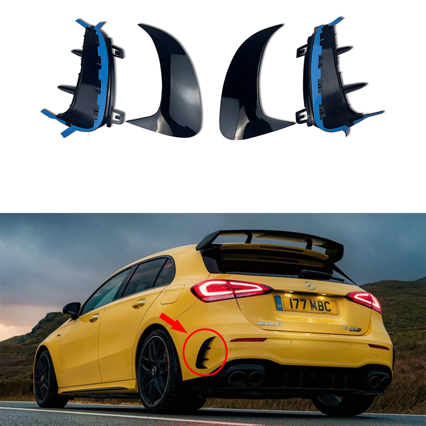 Pair Rear Bumper Canards Splitter For Mercedes Benz W177 AMG Line Hatchback A180 A200 A220 A160 A250 A35 2019