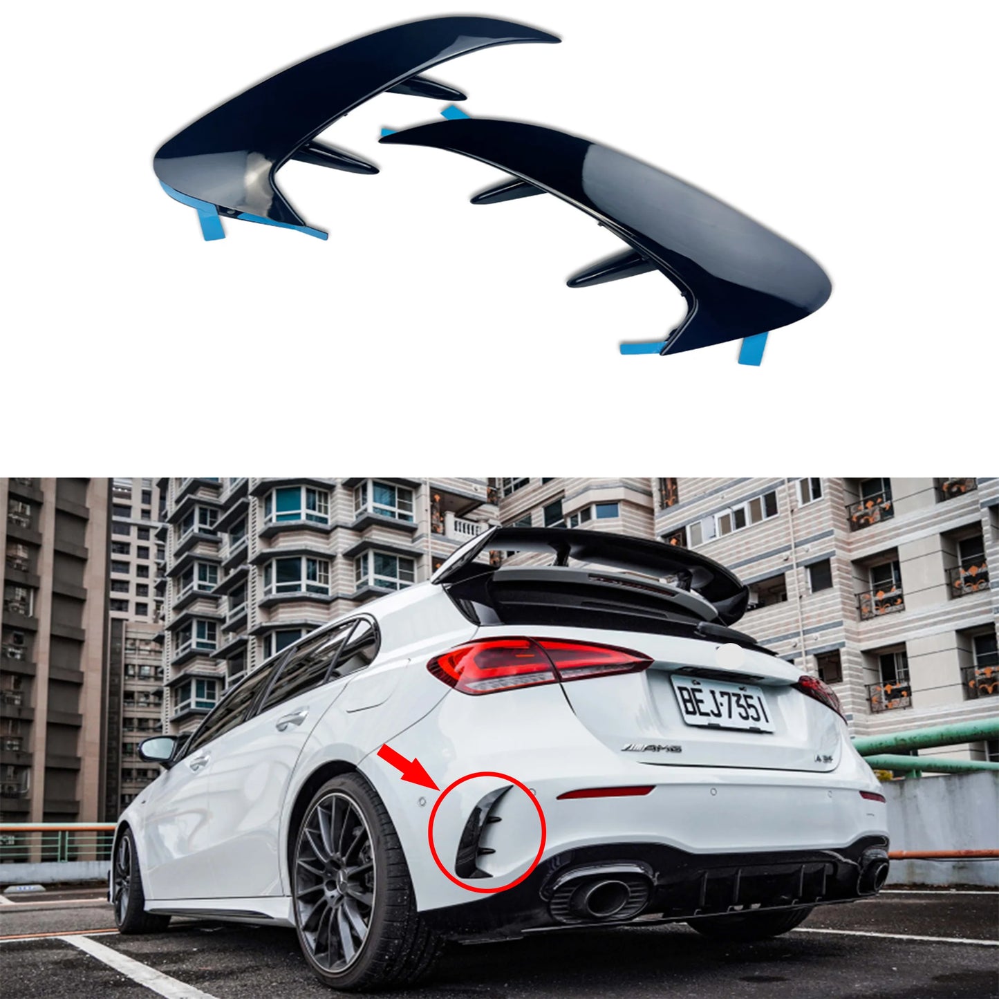 Pair Rear Bumper Canards Splitter For Mercedes Benz W177 AMG Line Hatchback A180 A200 A220 A160 A250 A35 2019