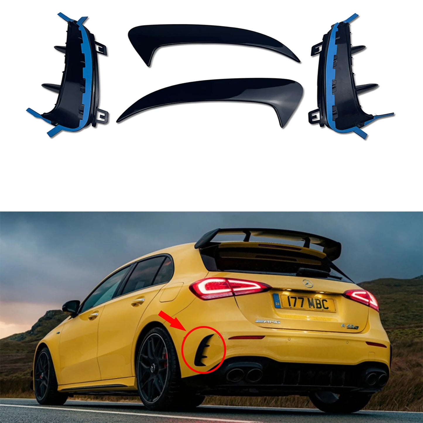 Pair Rear Bumper Canards Splitter For Mercedes Benz W177 AMG Line Hatchback A180 A200 A220 A160 A250 A35 2019