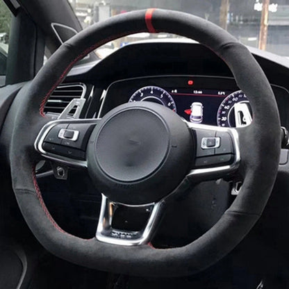 Steering Wheel Cover Anti-slip Black Suede For Volkswagen Golf 7 7.5 GTI Golf R MK7 Polo Scirocco 2015 2016 Car Accessories