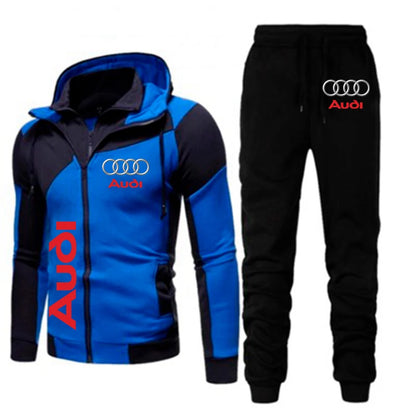 Autumn Audi Tracksuit Men Audi Logo Print Men Sportswear 2 Piece Sets Running Hoodies Sweatshirt and Sweatpants Sweat Suit Men