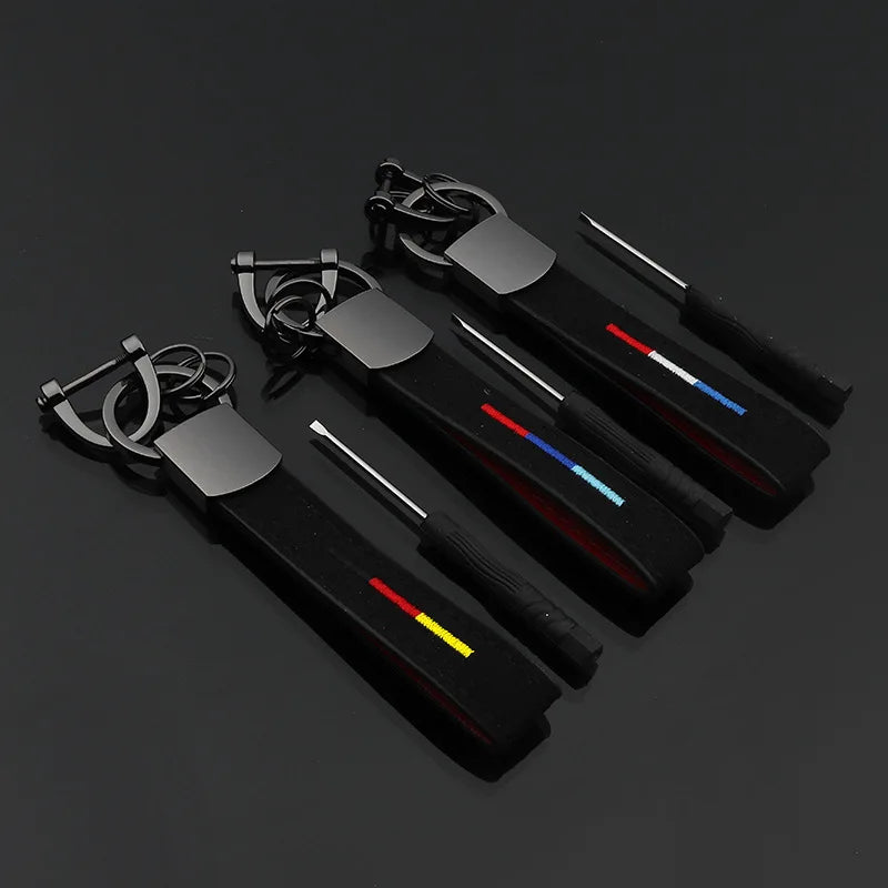 Suede Keyring M-Colored M-Power Stripe Alcantara Embroidery Leather