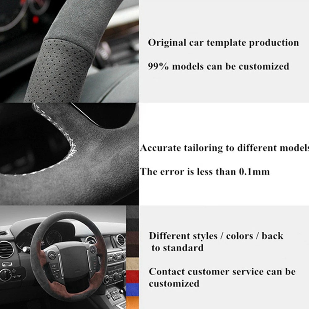 Steering Wheel Cover Anti-slip Black Suede For Volkswagen Golf 7 7.5 GTI Golf R MK7 Polo Scirocco 2015 2016 Car Accessories