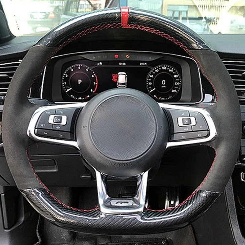 Steering Wheel Cover Anti-slip Black Suede For Volkswagen Golf 7 7.5 GTI Golf R MK7 Polo Scirocco 2015 2016 Car Accessories
