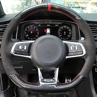 Steering Wheel Cover Anti-slip Black Suede For Volkswagen Golf 7 7.5 GTI Golf R MK7 Polo Scirocco 2015 2016 Car Accessories