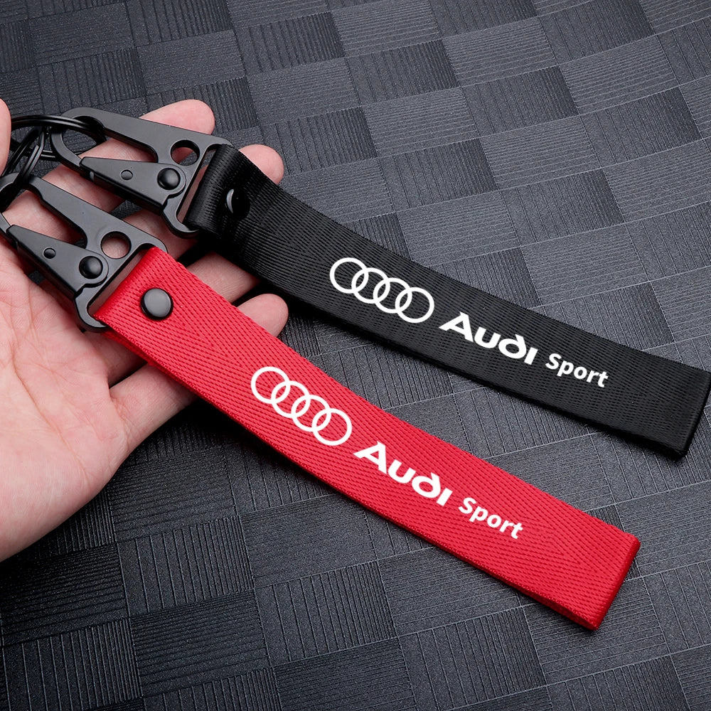 Nylon Ribbon Keychain Key Ring For Audi SLine RS A3 A6 C7 A4 B8 8P 8V B6 A5 Q5 B9 C6 A1 Q7 Q3