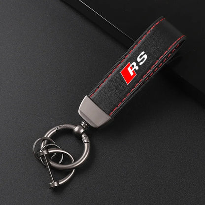 Audi RS Deluxe Leather Keychain with Badge