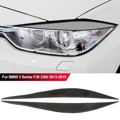 Carbon Fibre Car Headlight Eyebrows Eyelid ABS Cover Trim For BMW