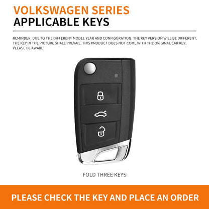 Leather Car Key Case For VW Volkswagen Golf 7 MK7 Tiguan MK2 T-roc T-cross