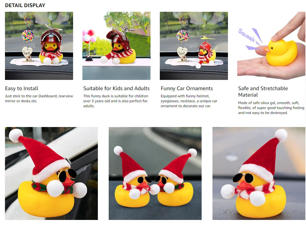 Dashboard Duck Christmas Decoration